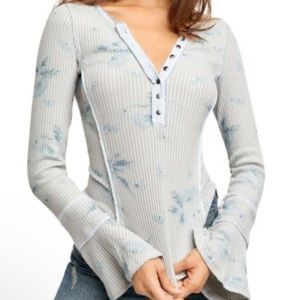 Free People layer me long sleeve henley top in vintage floral A42